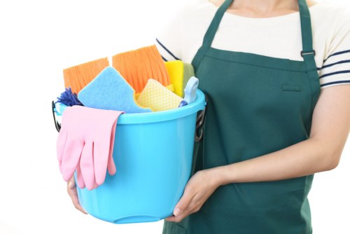 Carpet cleaning technician preparing equipment safely in West Ealing